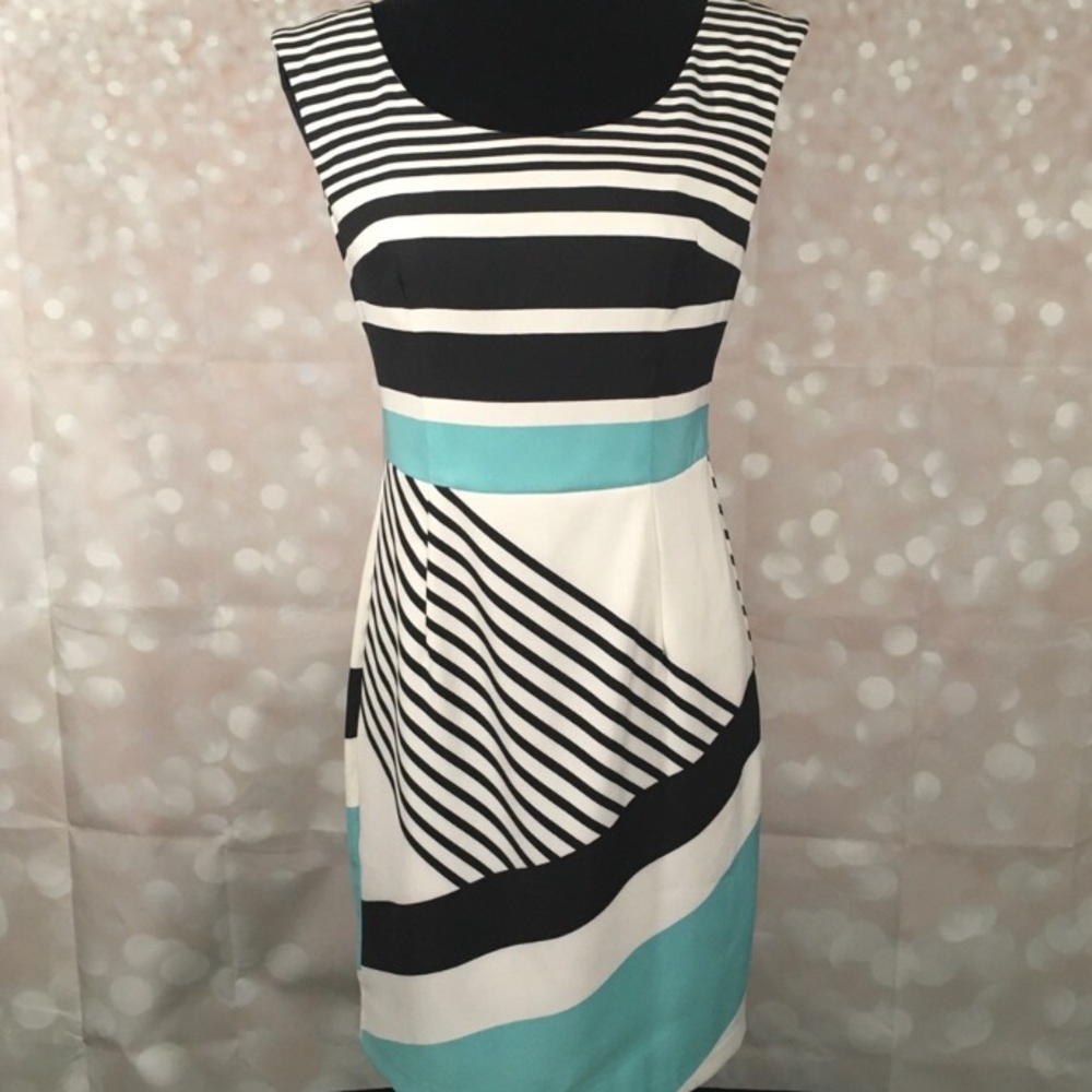 London Times Striped Sleeveless Dress